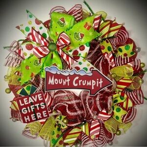 Grinch Christmas wreath mesh Large 22 inch handmade grinch decorations